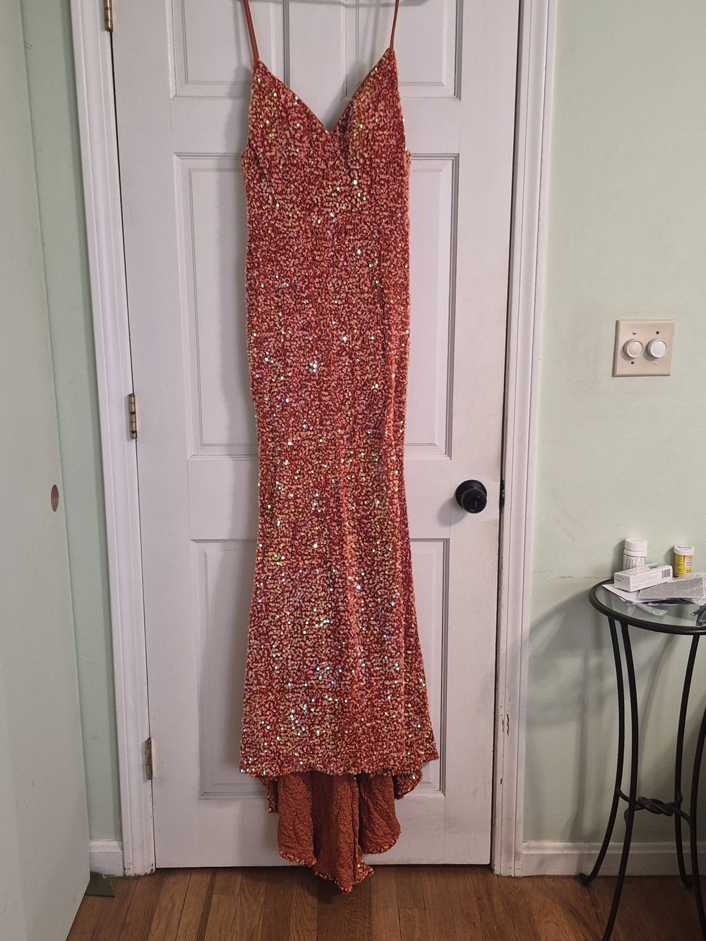 Strappy Sequin Maxi Dress in Orange